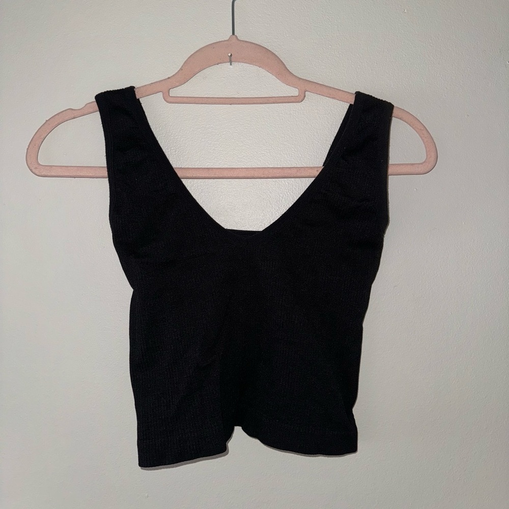 Fashion Nova, black seamless tank top, size S/M